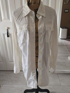 INC International Concepts White Button-Front Utility Jacket